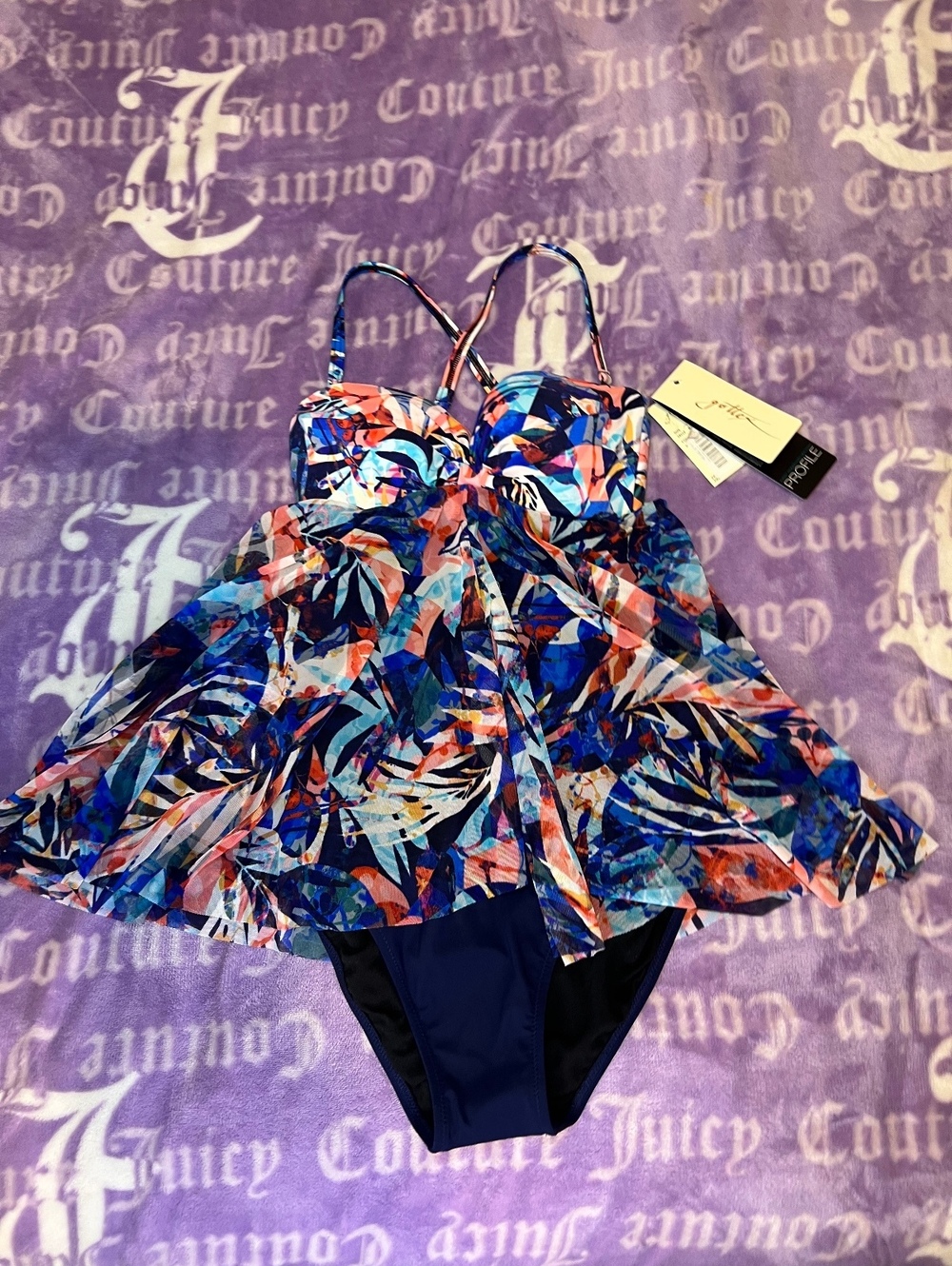 Gottex Floral Ruffle One Piece Swimsuit Size 6 NWT